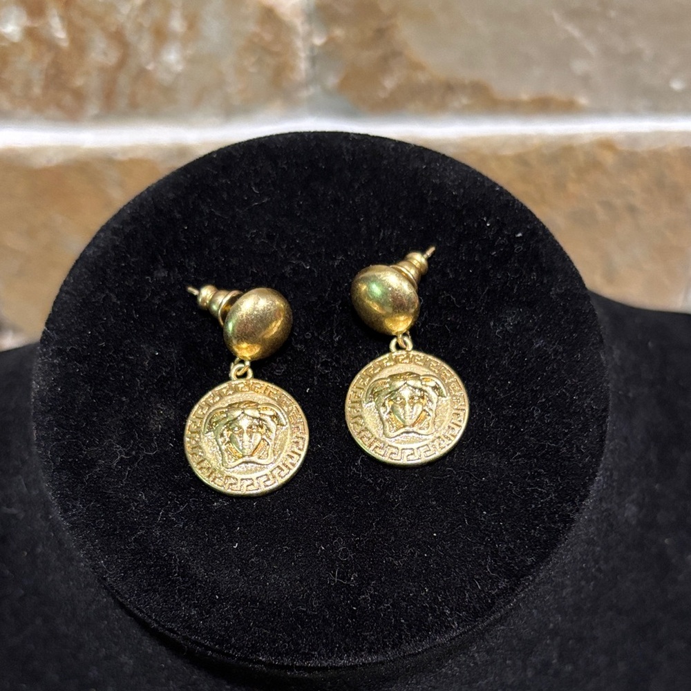 Gorgeous Versace Medusa dangle earrings.